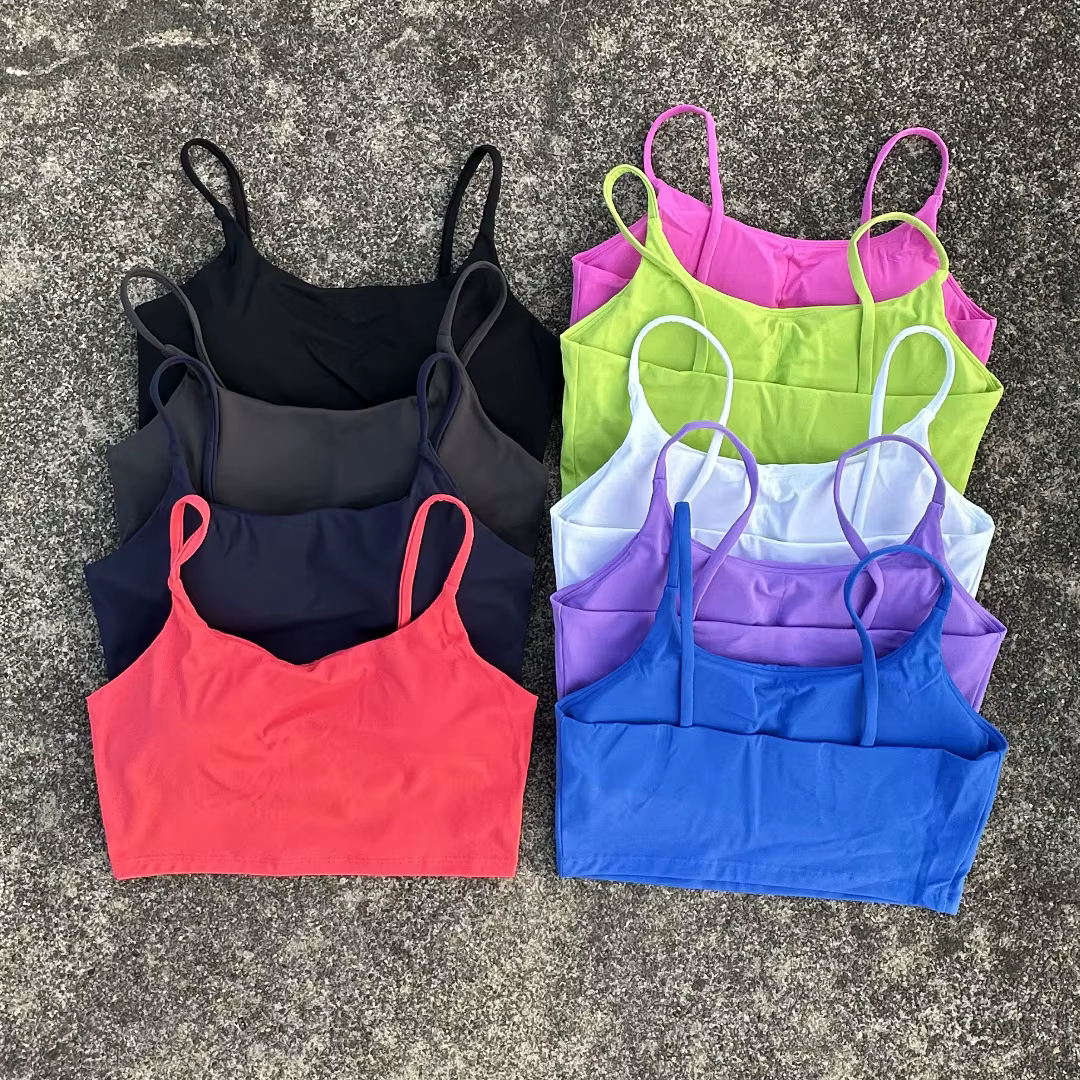 Soutien-gorge de sport pour femmes, couleur unie, Fitness, haut de gymnastique, Yoga, triangle, dos 