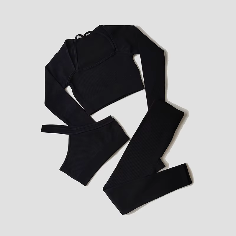 Ensemble de Yoga pour femmes, vêtements de gymnastique, survêtement, manches longues, haut court, so
