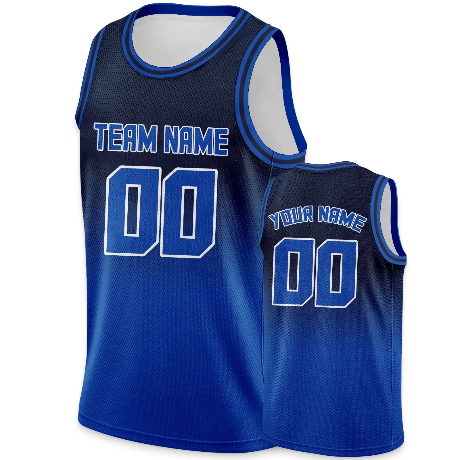 Maillot de Basket-ball Personnalisé Bleu Dégradé, Imprimé avec Nom, Numéro, Logo, Chemise d'Équipe p