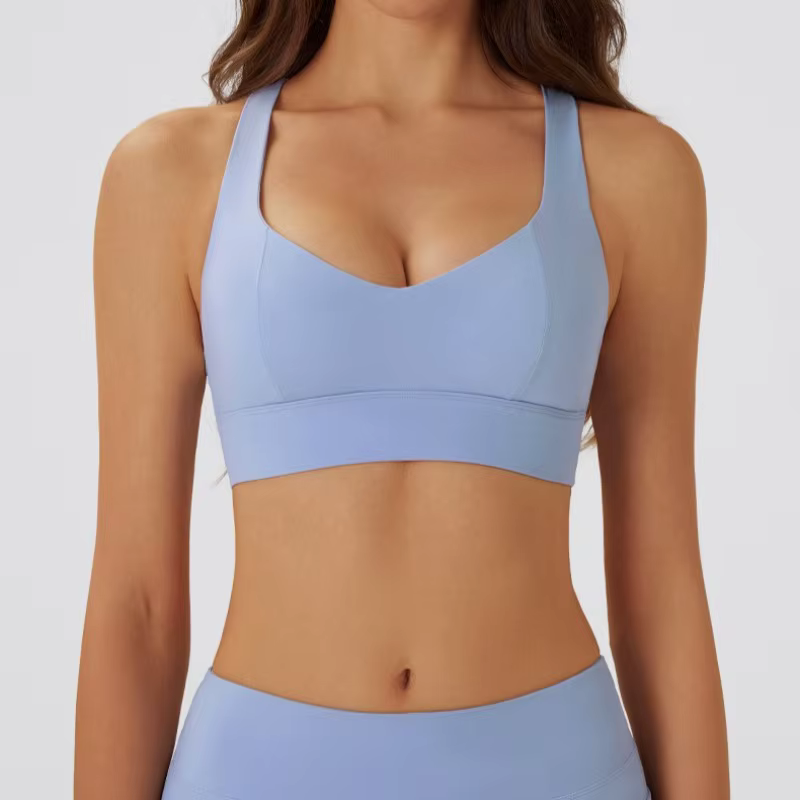 Soutien-gorge de sport Yoga pour femmes, coussin de poitrine amovible, haut à licou, Push-up, dos ou