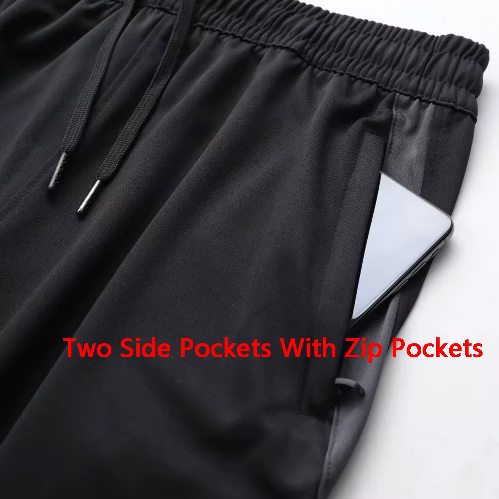 Pantalon de sport avec poches zippées pour homme, leggings de course, de football, d'entraînement, d