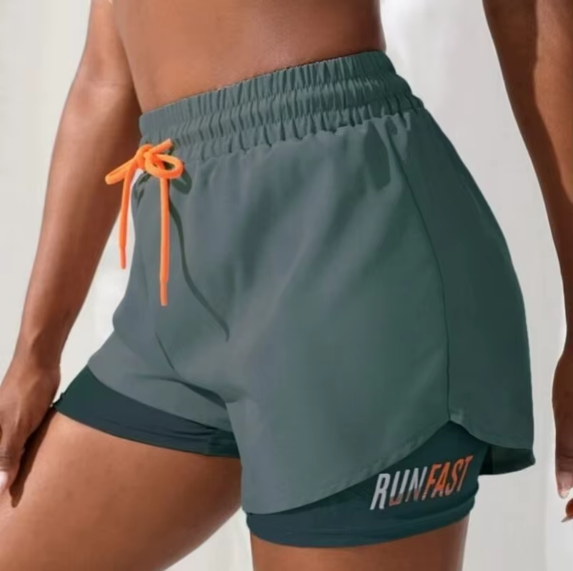 Short de Yoga taille haute pour femmes, avec contrôle de proximité élastique, short de course, faux 