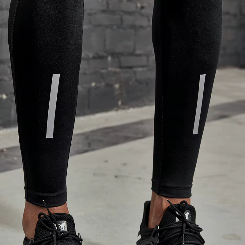 VANSYDICAL pantalons de Compression hommes collants de course avec rayé réfléchissant basket-ball Le