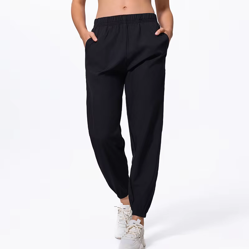 Pantalon de sport décontracté pour femmes, 1/2 pièces, avec poches noires, pour course à pied, Fitne