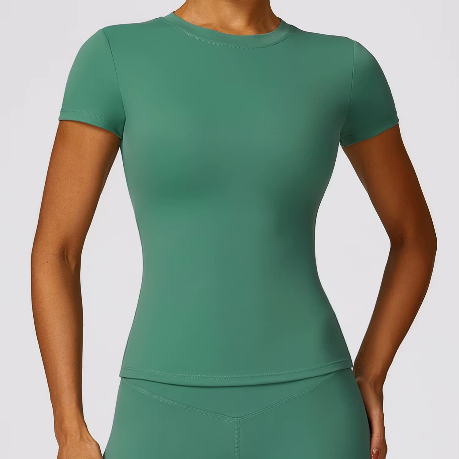 Femmes Sexy haut de Yoga sans couture Sport t-shirts vêtements de Fitness à manches courtes chemise 