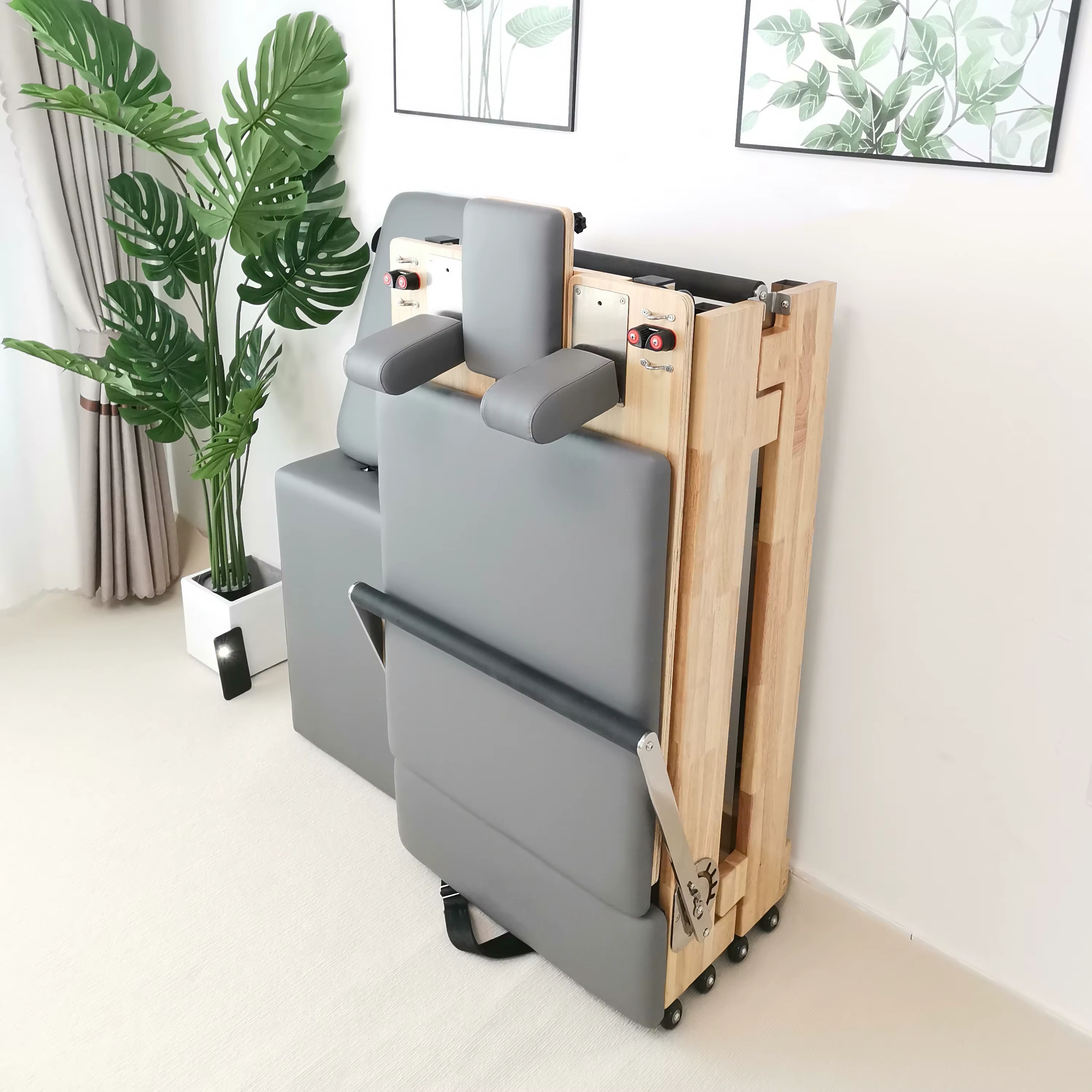 Lit central Pilates, chêne érable pliable, école privée, façonnage de la maison, yoga, nouveauté