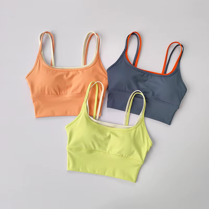Soutien-gorge de sport pour femmes, absorbant les chocs, Double sangle de poitrine, gilet de Yoga, s