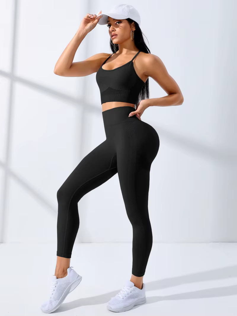 Ensemble de yoga sans couture pour femmes, tenues d'entraînement, leggings de survêtement sportifs,