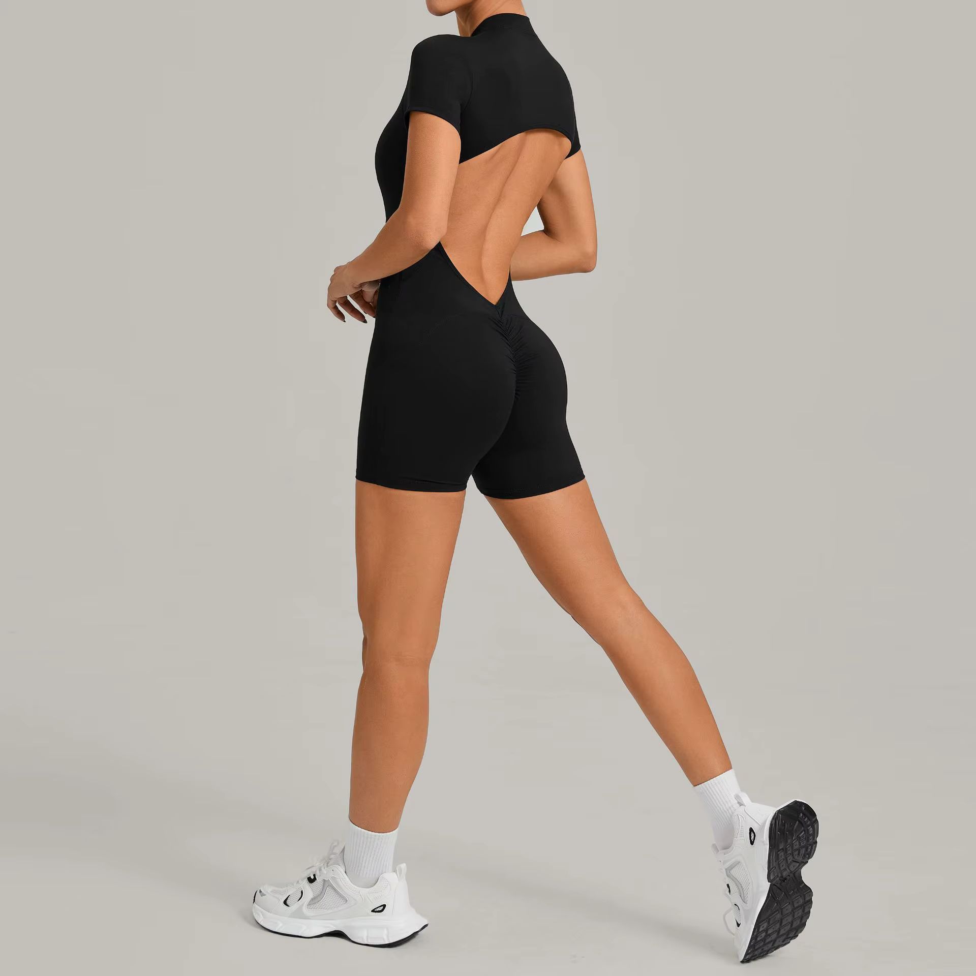 Ensemble de yoga pour femmes Ningyu, combinaison de sport à dos ouvert avec fermeture éclair, combin