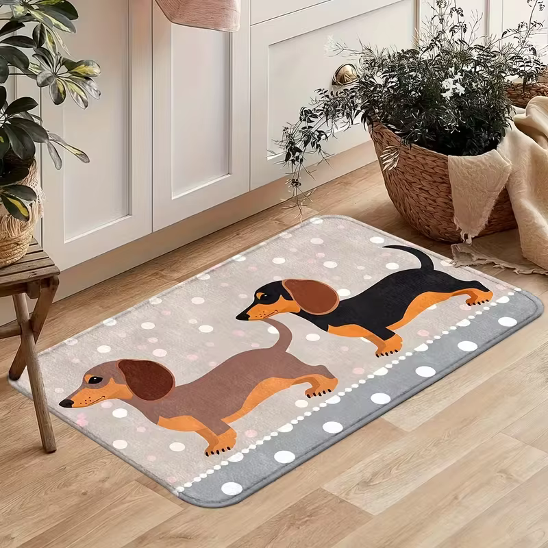 Paillasson antidérapant sur le thème du teckel, joli tapis d'entrée de maison, pour salon, chambre à