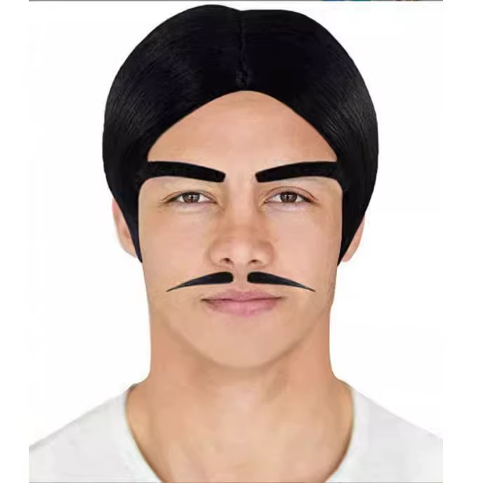Perruque de cosplay Gomez Addams du musical Broadway « La Famille Addams », ensemble perruque, barbe