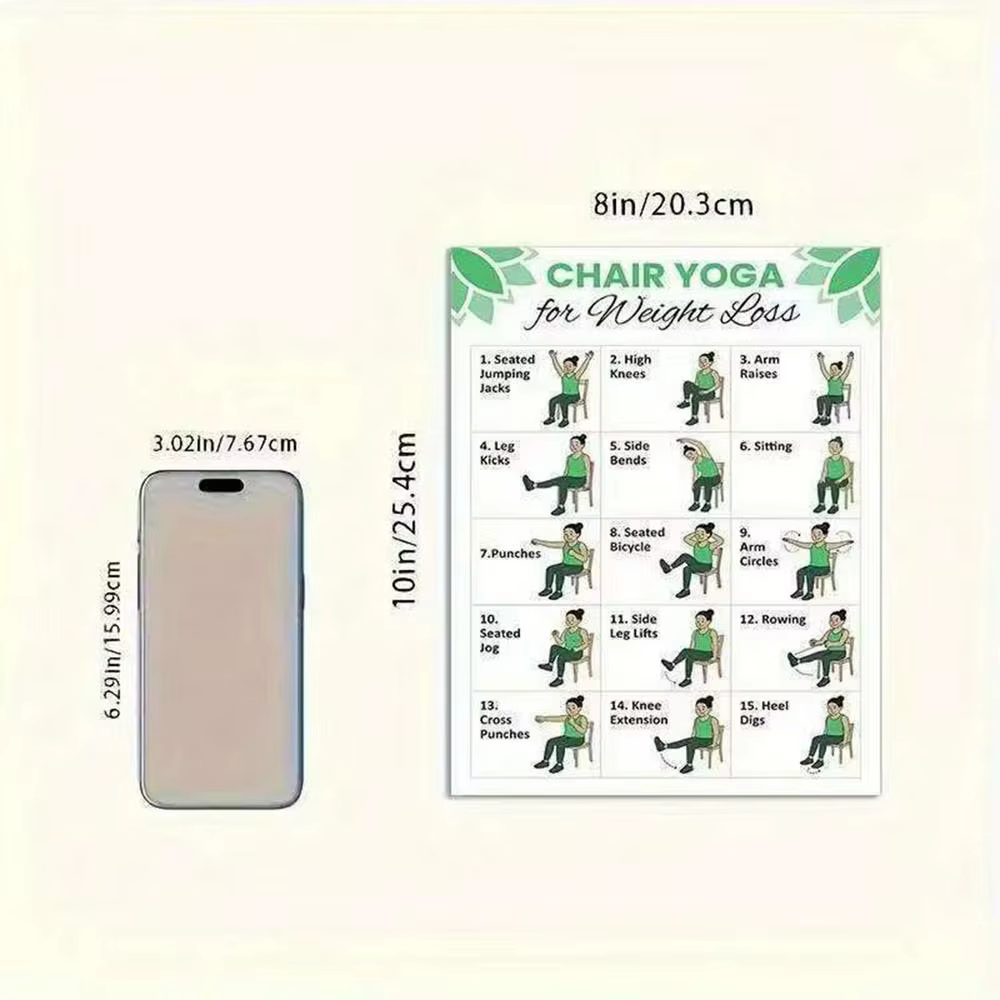 Affiches de planification d'exercices de yoga sur chaise de 30 jours, Guide d'exercices de yoga sur 