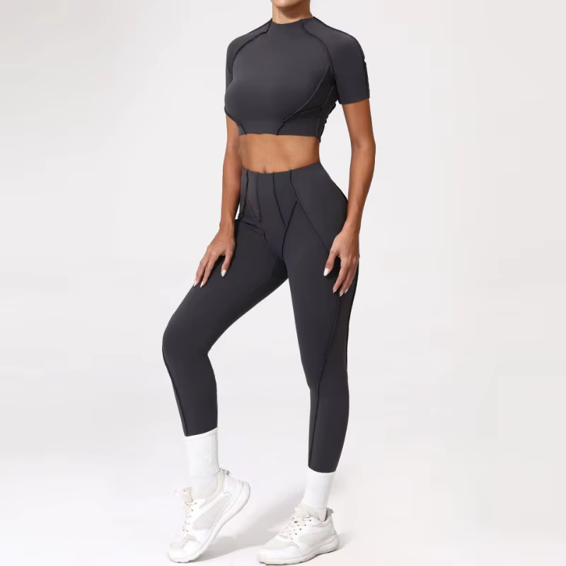 Combinaison de sport de Yoga, Fitness, haut à manches courtes, moulant, taille haute, pantalon de le
