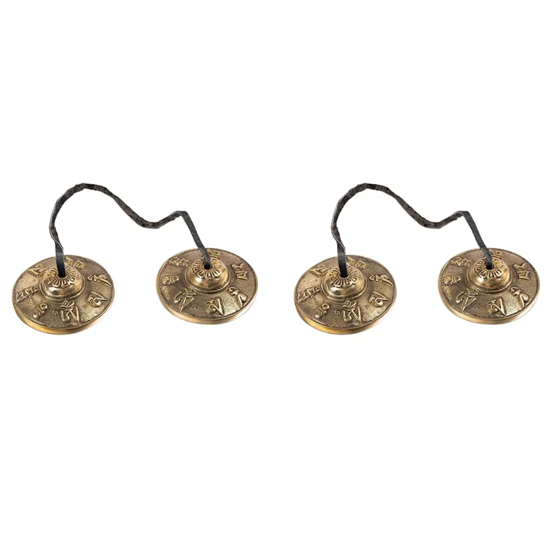 Cloches de méditation tibétaines Tingsha, cymbales ABHT-2X, carillon de méditation de 6.5 Cm, cloche