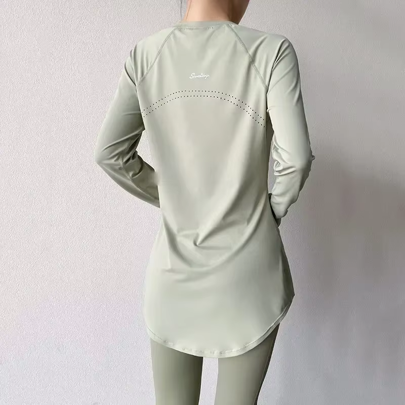 Vêtements de yoga à manches longues pour femmes, vêtements de sport pour femmes, chemisiers de cours