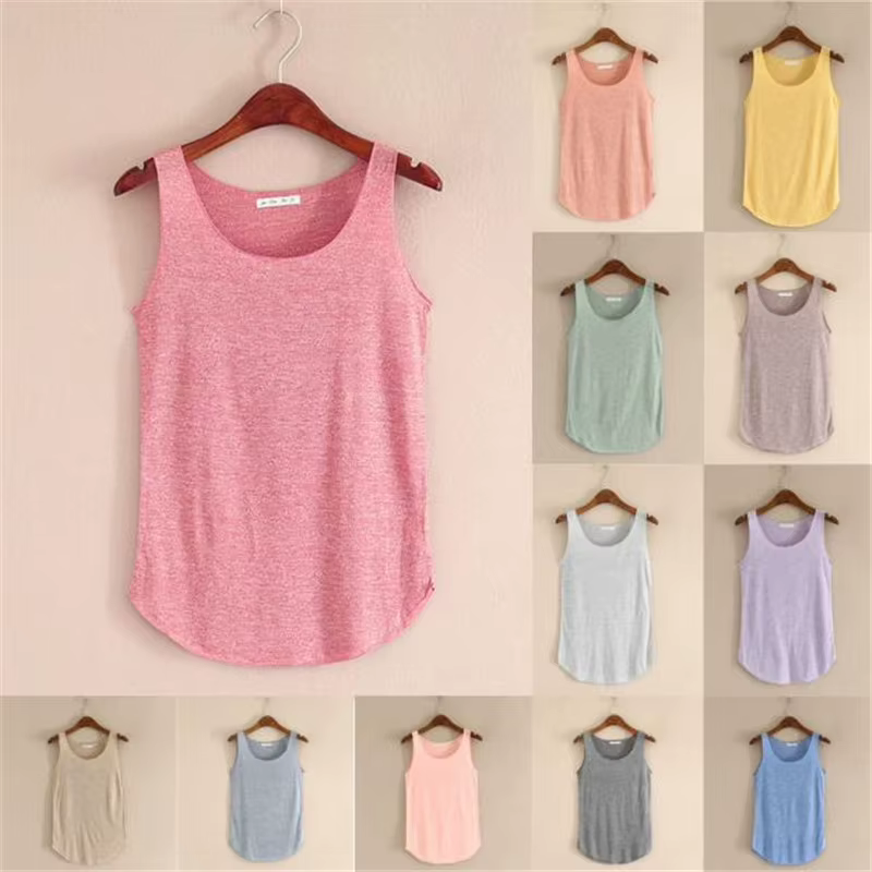 T-shirt de sport en coton et bambou mélangé pour femme, vêtement solide et décontracté, col en U, po