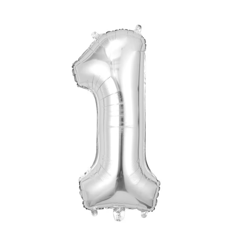 Ballons numériques en aluminium, 32 pouces, couleur argent, numéro 0-9, pour fête d'anniversaire, ma
