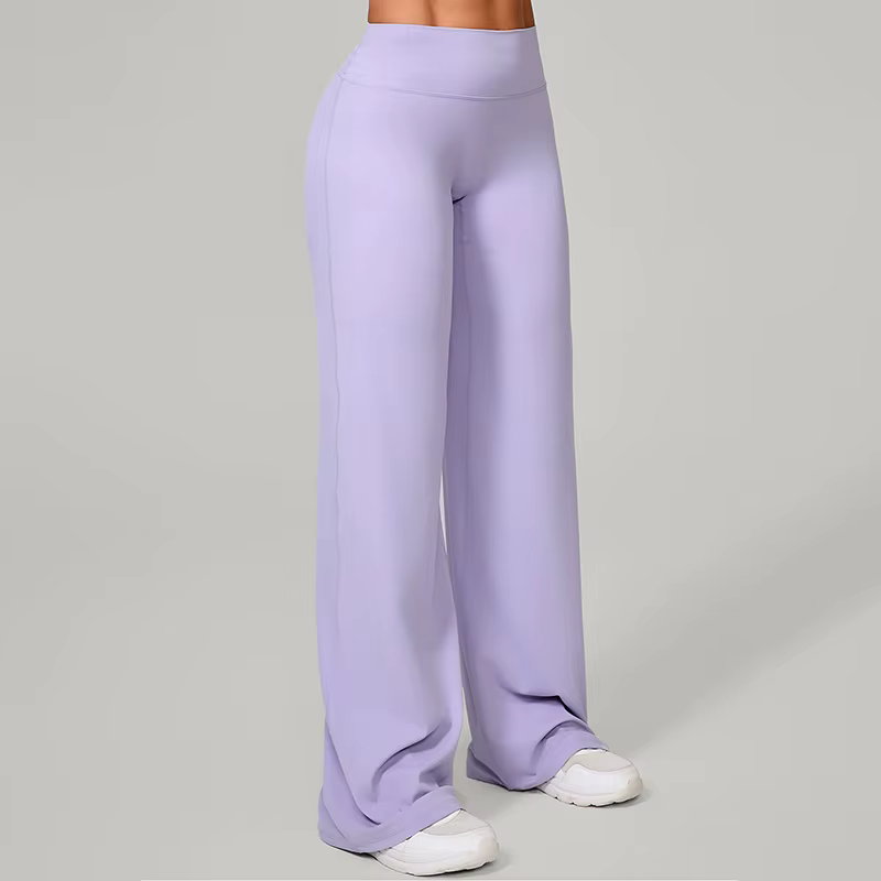 Pantalon de Yoga à jambes droites et douces pour femmes, pantalon à jambes larges, taille moyenne, e
