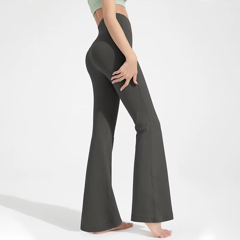 Pantalon de yoga taille haute nu pour femme, pantalon de levage de la hanche, cloche élastique, exer