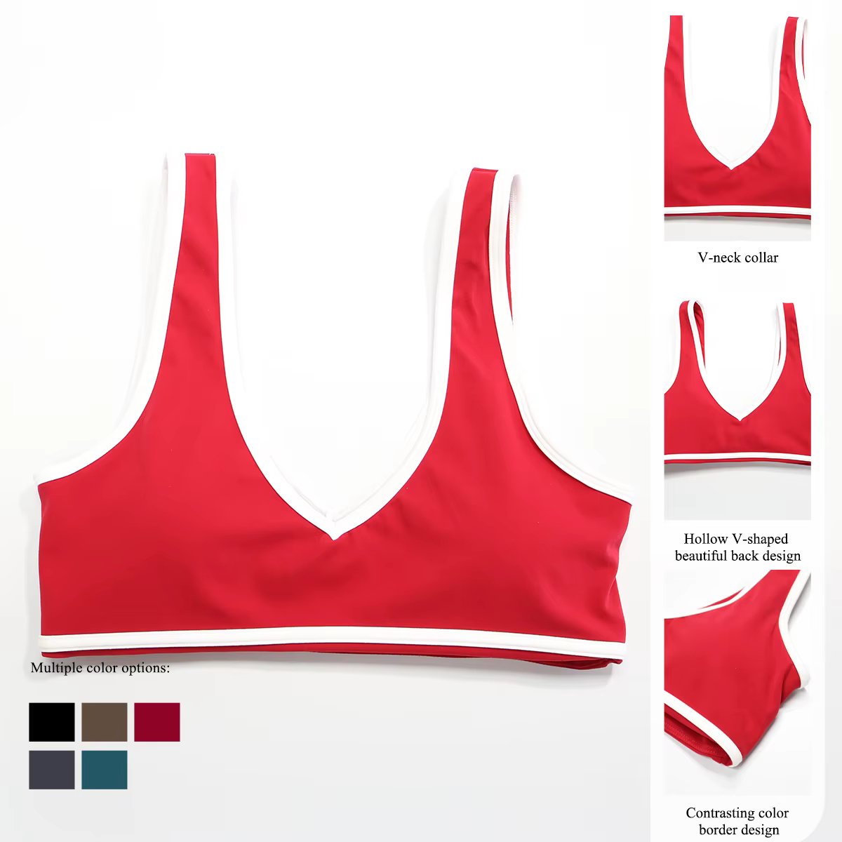 Nouveau soutien-gorge de yoga pour femme à col en V, brassière de sport antichoc pour la course à pi