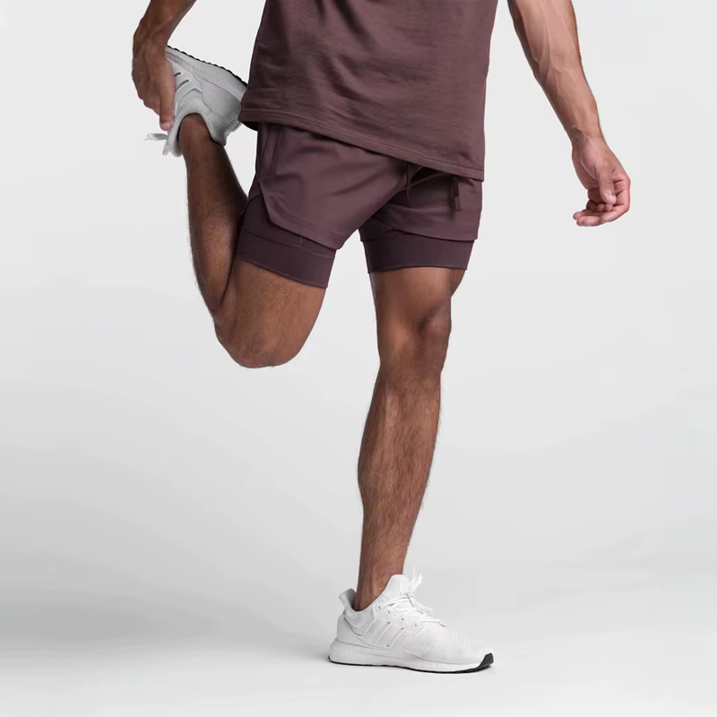 Short de sport respirant à double couche, 2 en 1, pour homme, tenue de gym, fitness, musculation, en