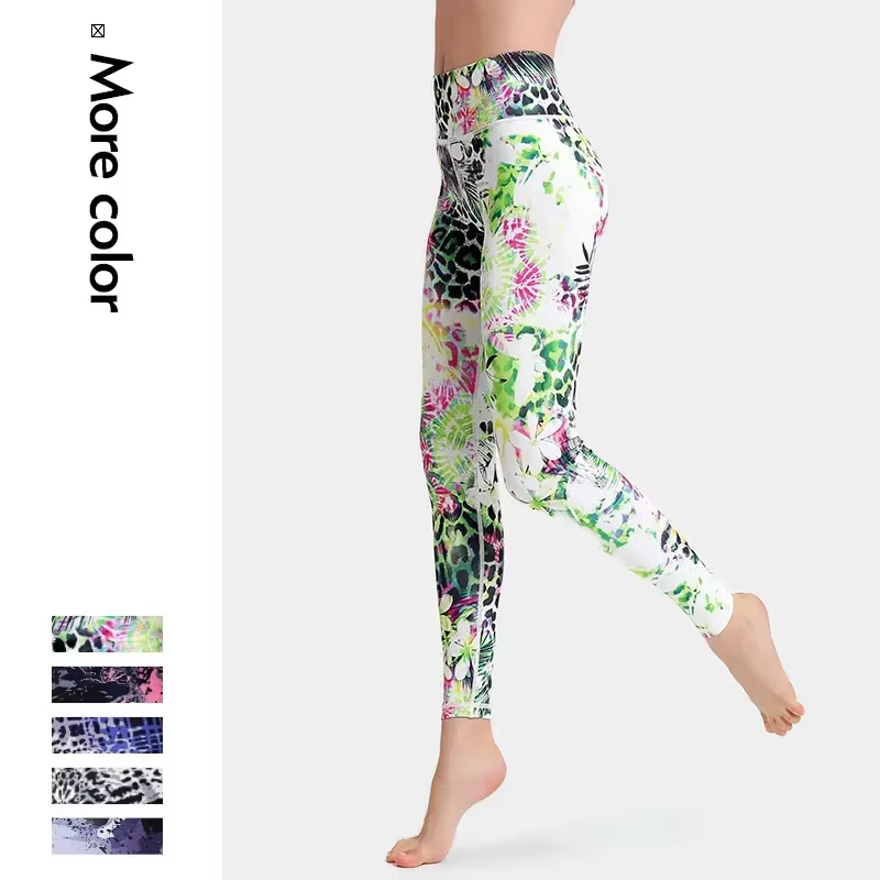 Cloud Hide Flower-Leggings de fitness taille haute pour femme, pantalon de yoga, collants longs sexy