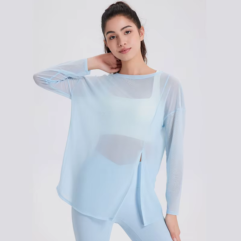 Chemise de yoga à manches longues pour femmes, chemisier de course en plein air, haut de gym respira