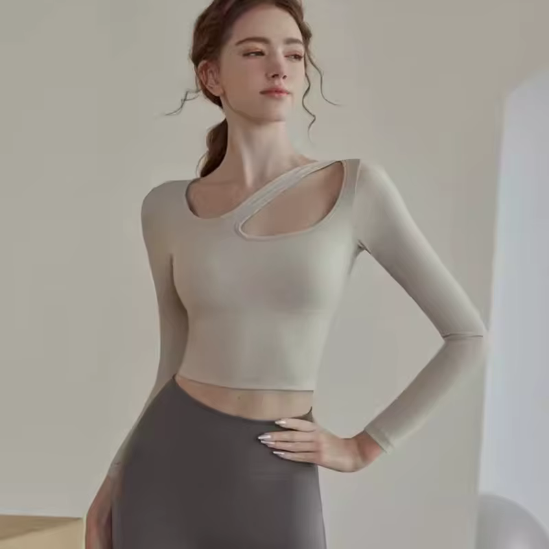 Chemises de sport à manches longues pour femmes, chemisier sexy de fitness, vêtements de yoga creux 