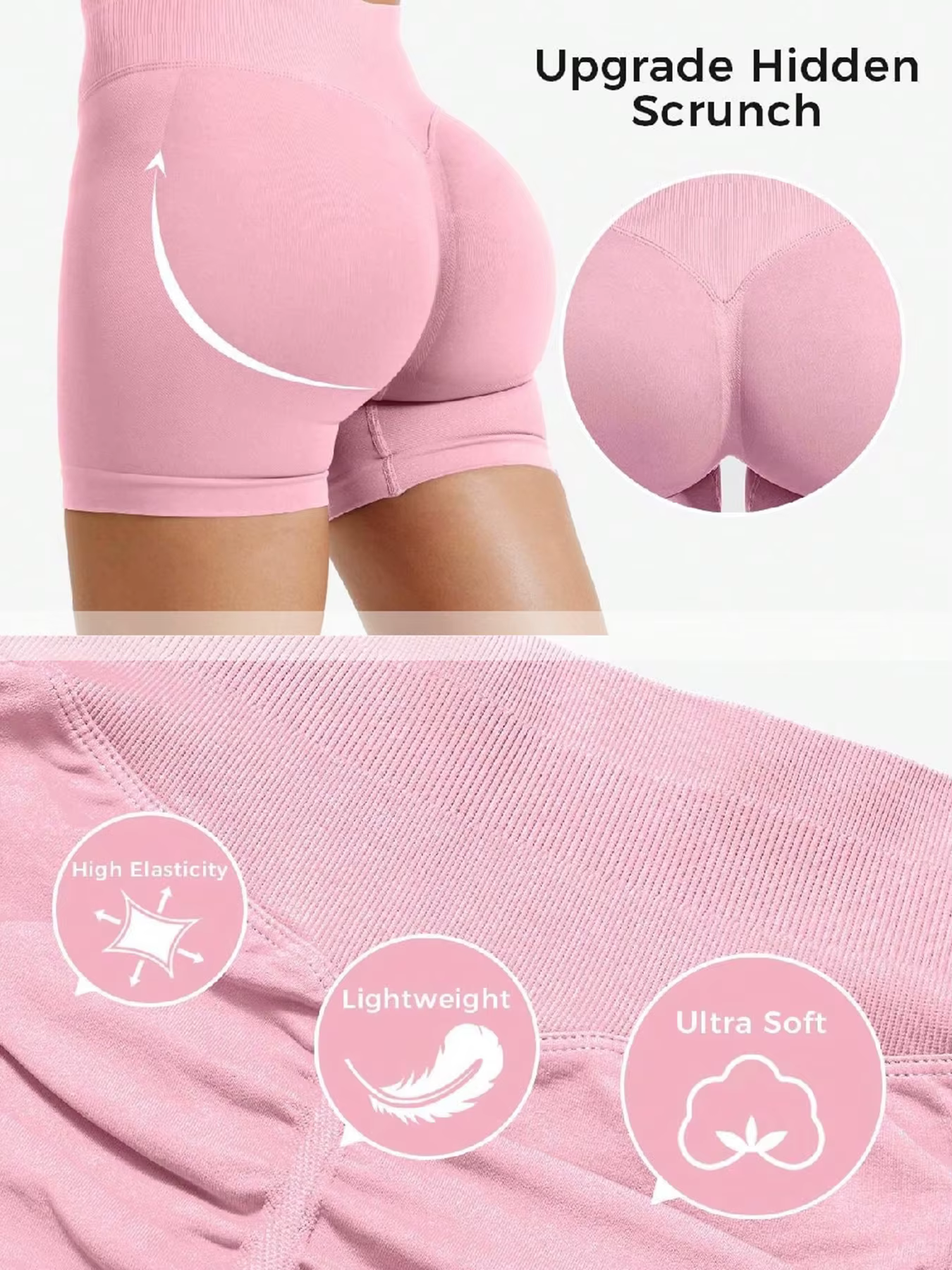 Short de yoga fitness haute élasticité pour le levage des hanches avec des hanches pêche et aucune l