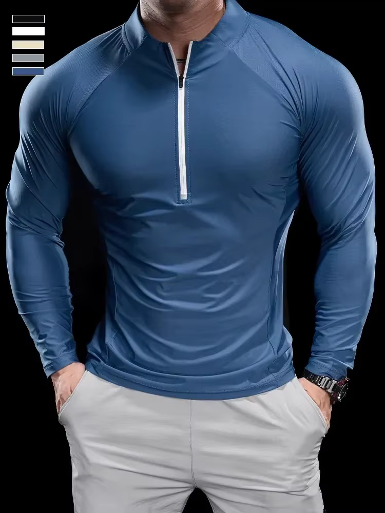 T-shirt de sport pour hommes, hauts de Fitness, de course, d'entraînement, col rond, séchage rapide,