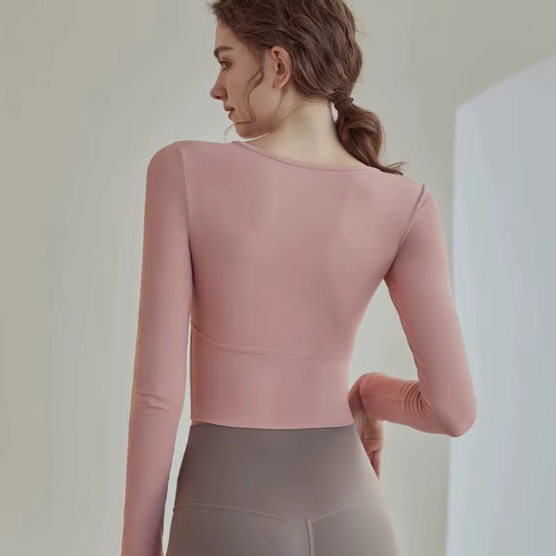Chemises de sport à manches longues pour femmes, chemisier sexy de fitness, vêtements de yoga creux 
