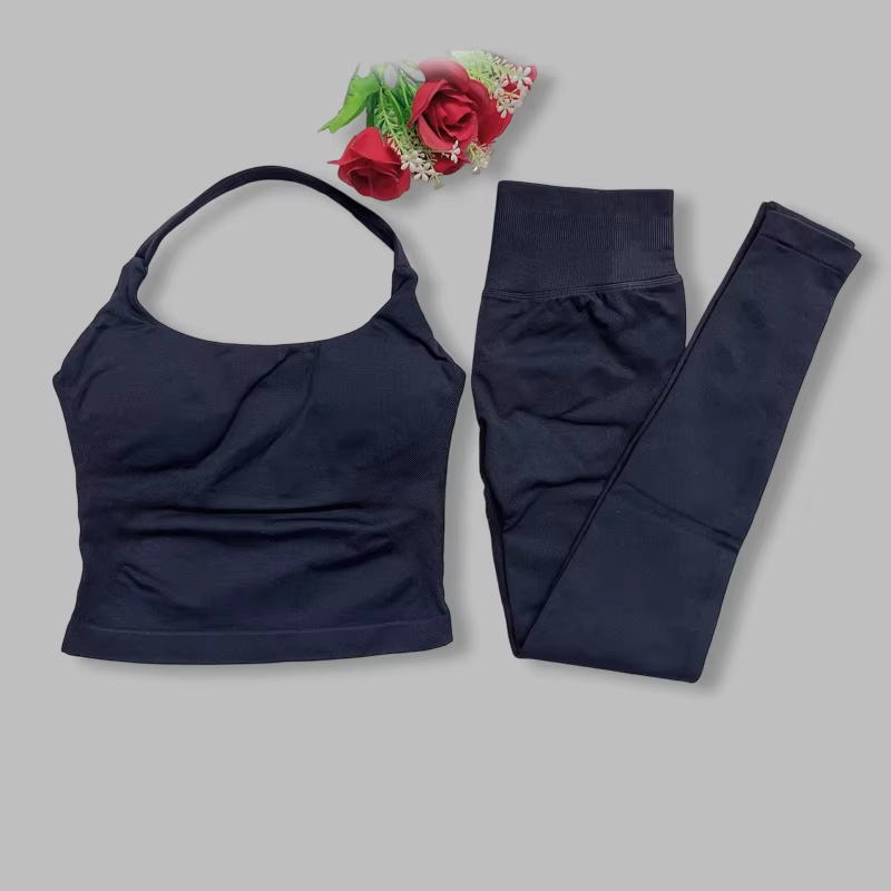 Ensemble de yoga pour femme DF Impact : Leggings et haut dos nu sans coutures DFNNYE, pantalon fronc