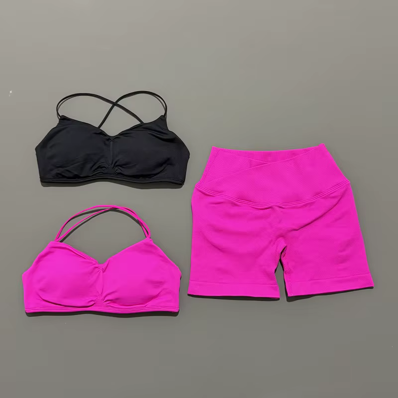 2 pièces Vision ensemble de gymnastique femmes Yoga haut court taille haute Scrunch sans couture Sho