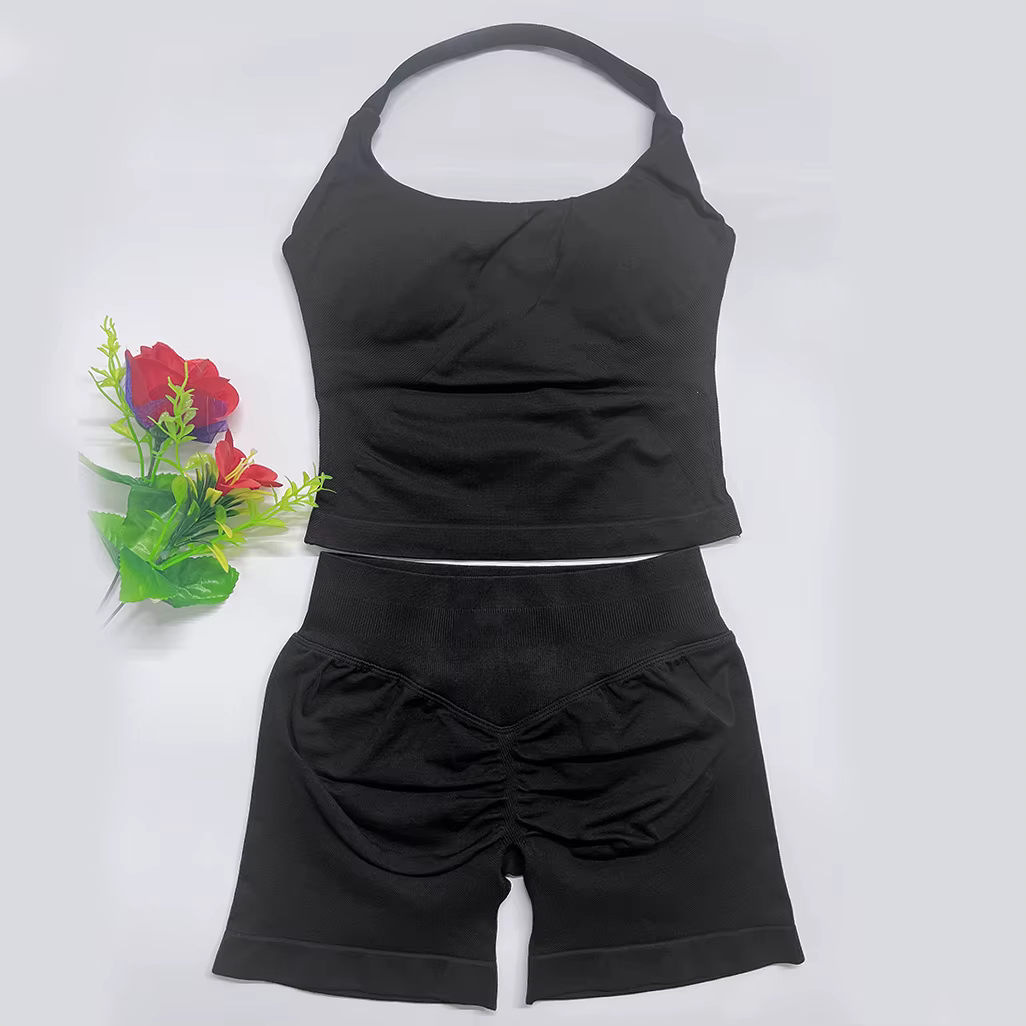 Ensemble de yoga DFNNYE deux pièces pour femme, tenue de sport DF Impact, haut dos nu et short, vête