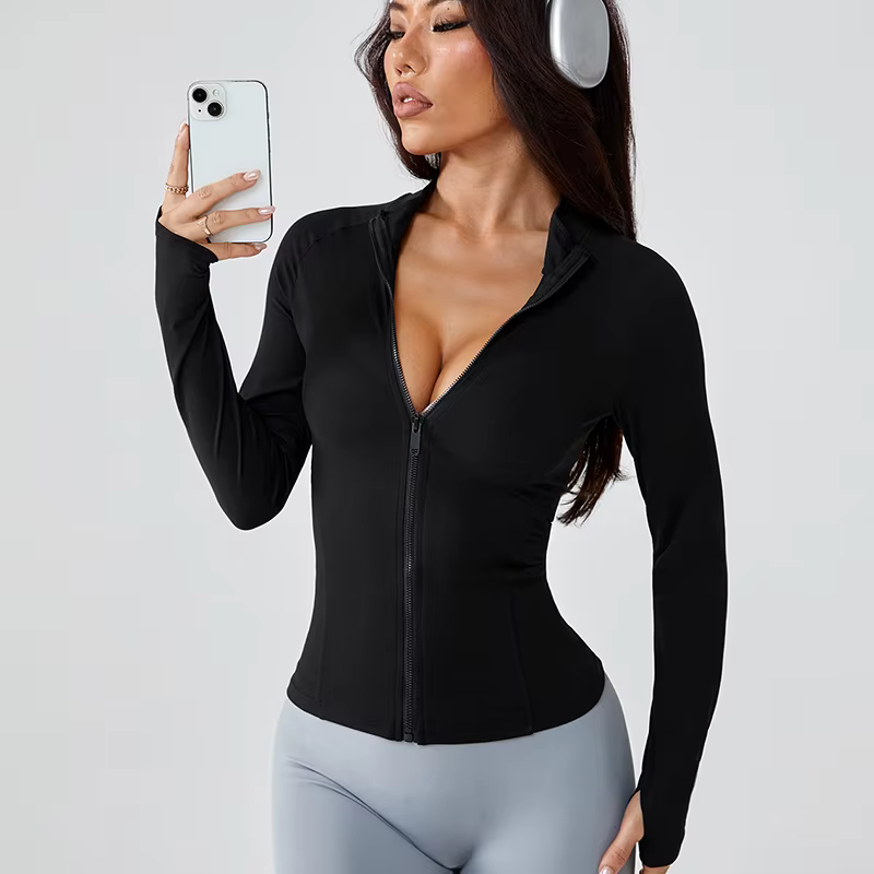 Vêtements de yoga pour femmes en automne veste à glissière haut de sport mince vêtements d'extérieur