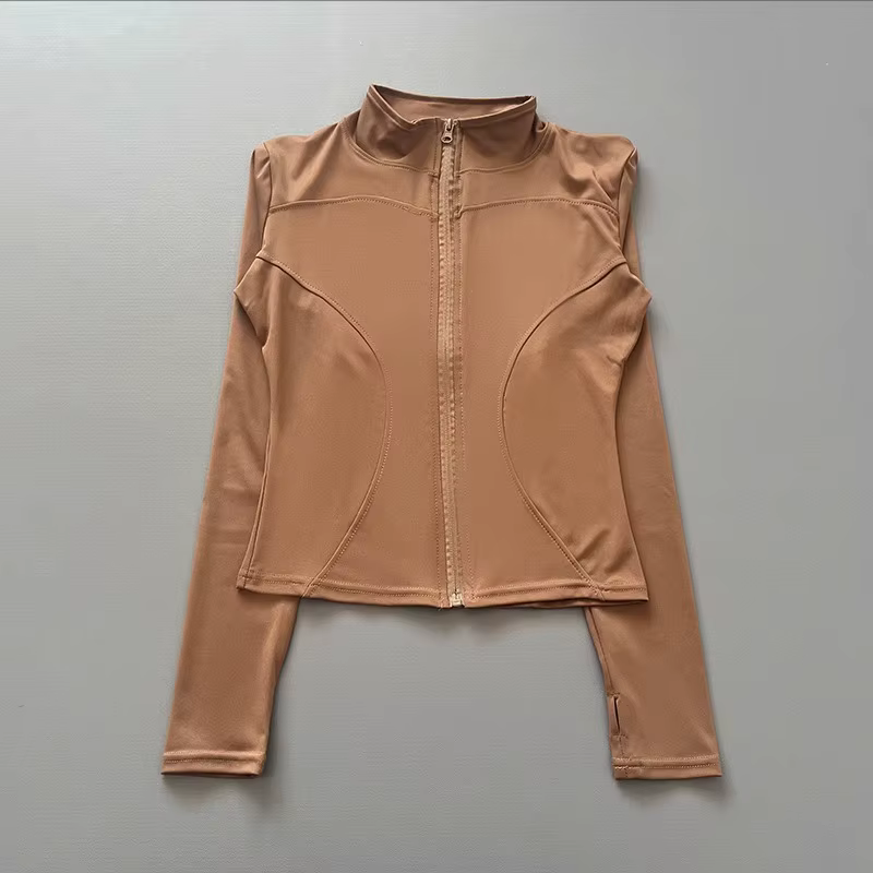 Veste d'entraînement pour femmes, extensible, ajustée, fermeture éclair sur le devant, manches longu