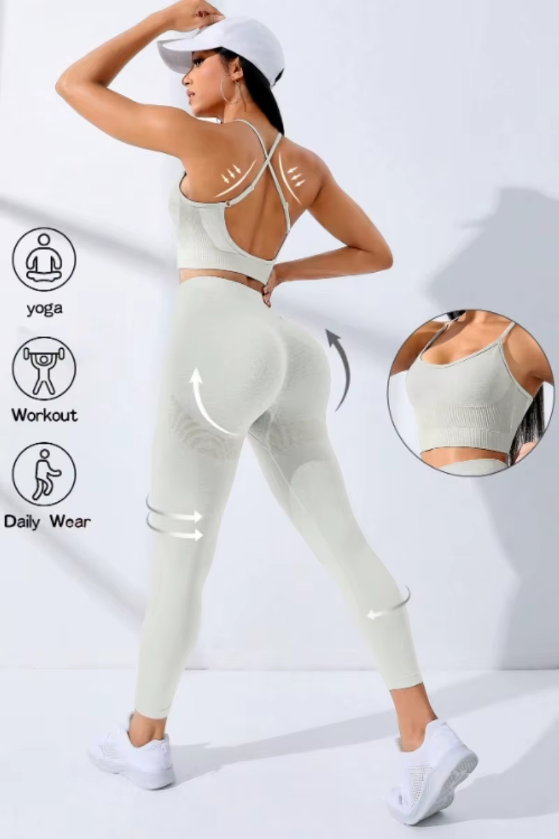 Ensemble de yoga sans couture pour femmes, tenues d'entraînement, leggings de survêtement sportifs, 