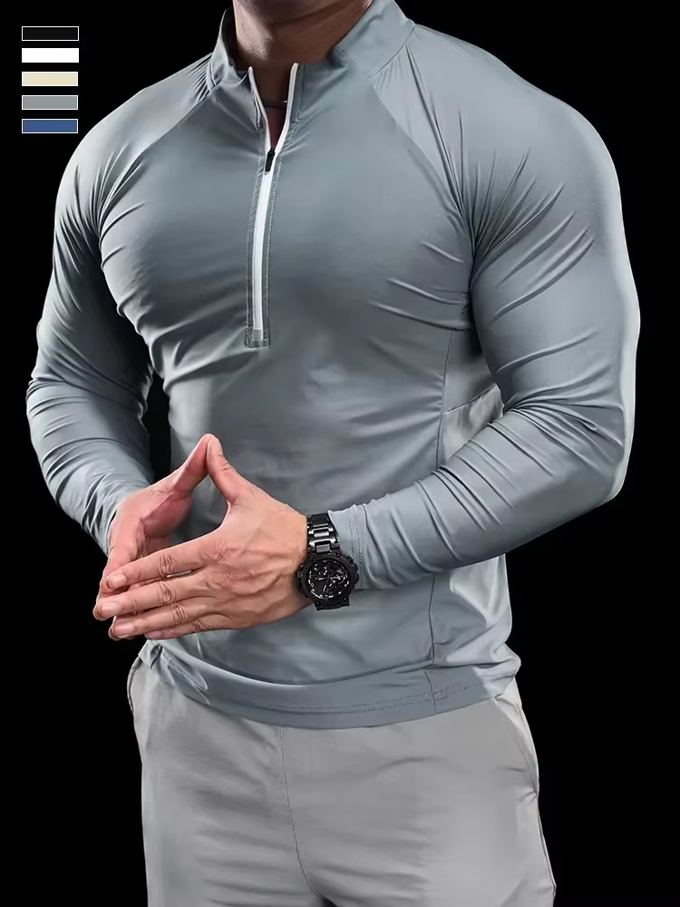 T-shirt de sport pour hommes, hauts de Fitness, de course, d'entraînement, col rond, séchage rapide,
