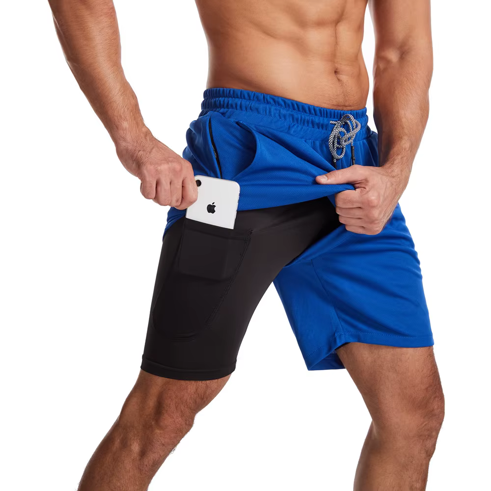 GITF – short de Fitness 2 en 1 pour hommes, 7 pouces, séchage rapide, entraînement, course lente, Fi