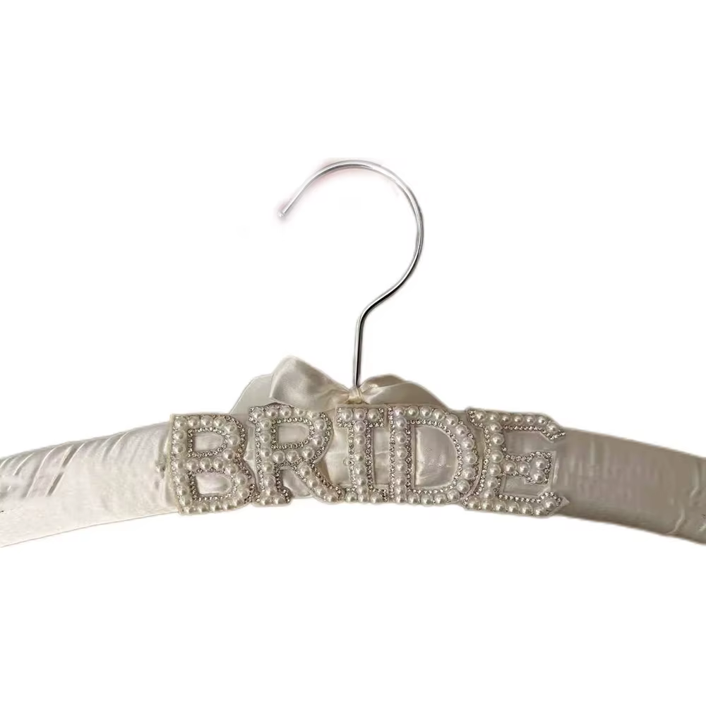 Cintre pour Robe de mariée, avec nœud en perles, en Satin, cadeau de fête prénuptiale, fournitures d