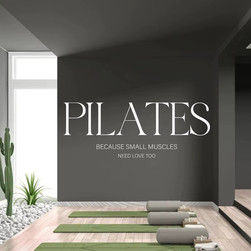 Art mural Pilates, citations murales de Fitness, autocollant mural Pilates, lettre en vinyle, décora