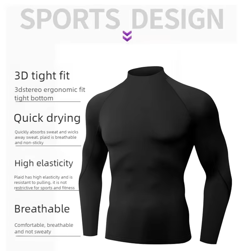 Chemise de Compression pour hommes, vêtements de cyclisme, chemise chaude à bascule, T-Shirt de Comp