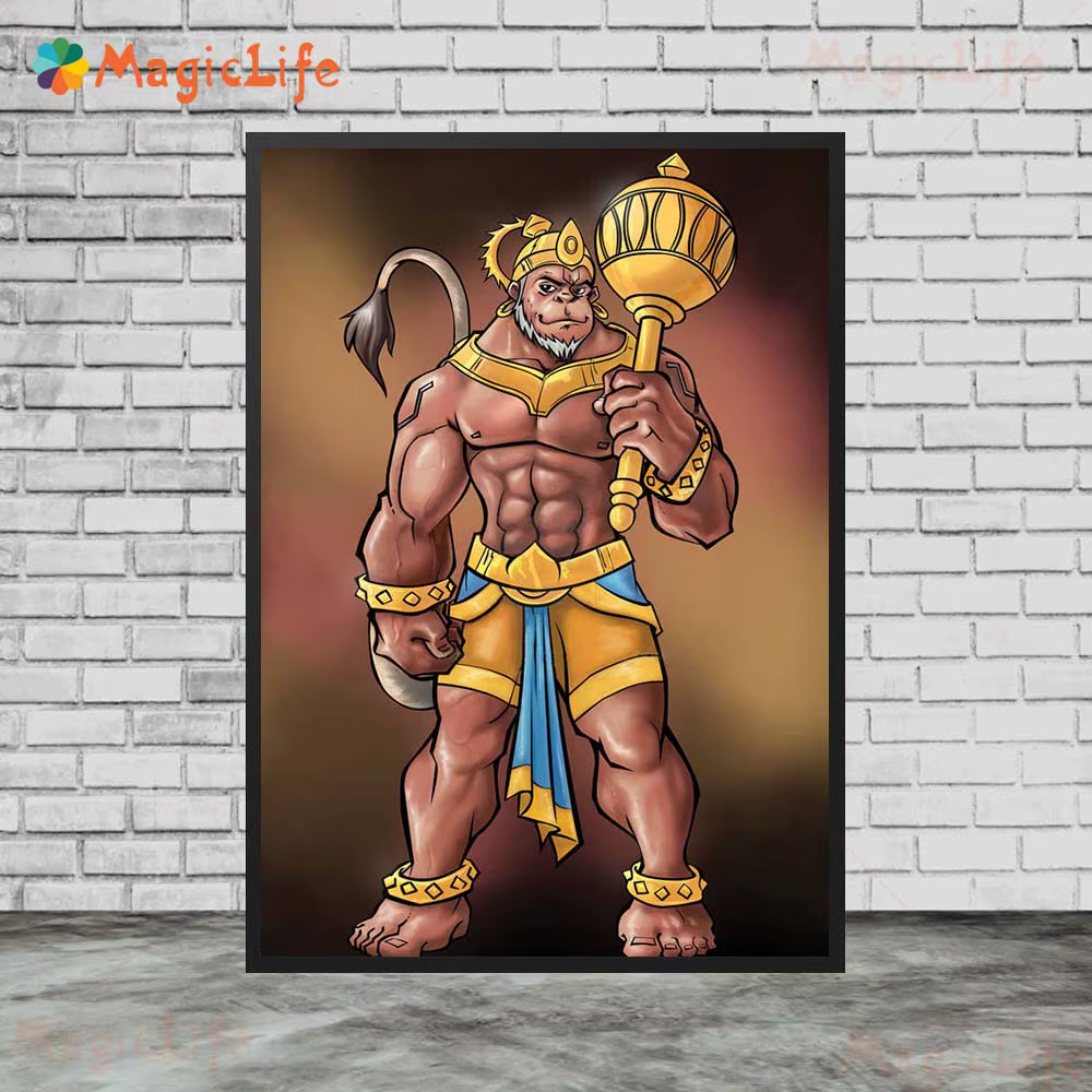 Affiches de dessin animé de méditation Hanuman, Religion, images murales pour salon, affiche nordiqu