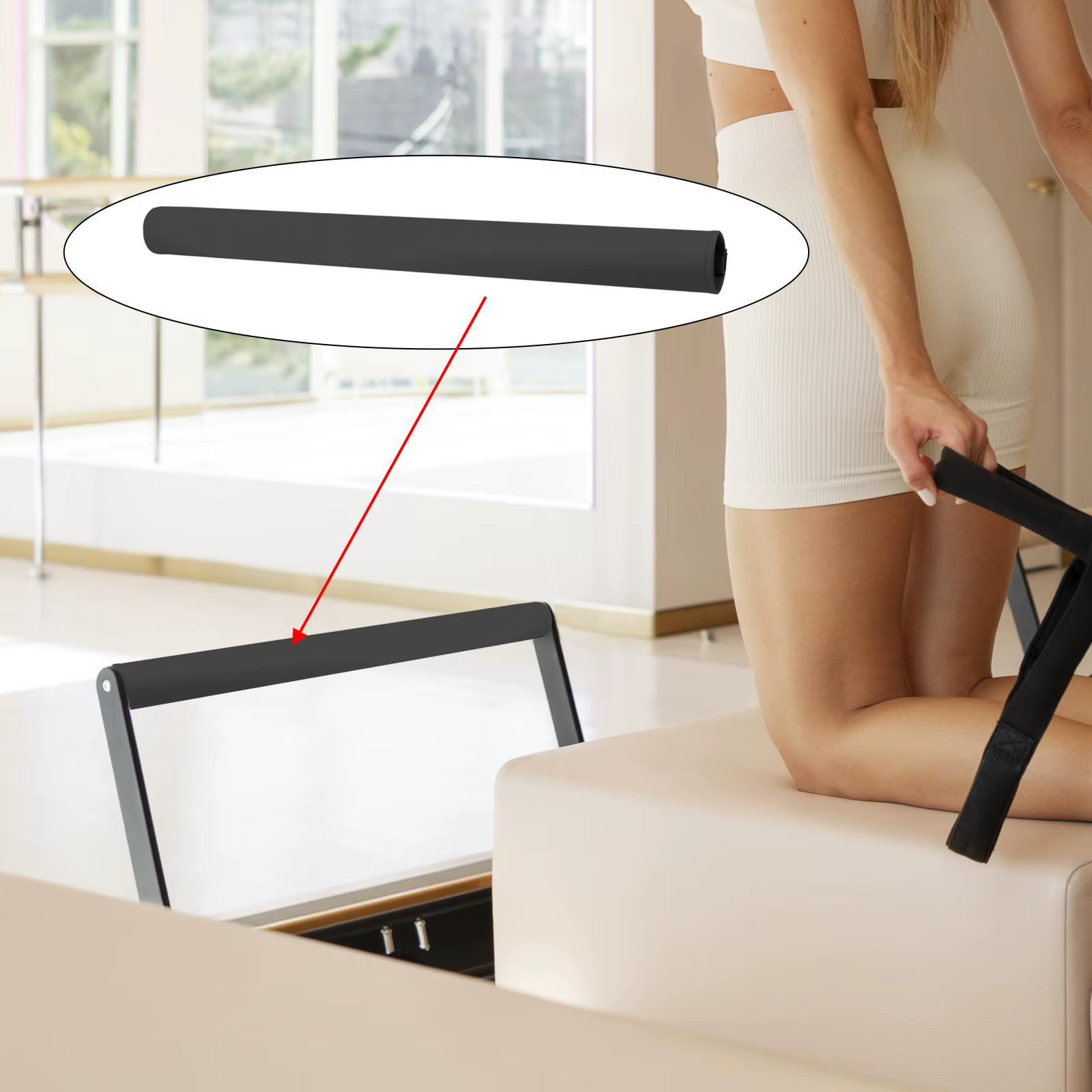 Accessoires pour Reformer Pilates : Housse de Main Courante en Cuir PU et Protection de Barre de Pie
