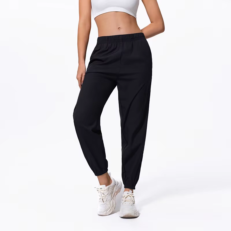 Pantalon de sport décontracté pour femmes, 1/2 pièces, avec poches noires, pour course à pied, Fitne
