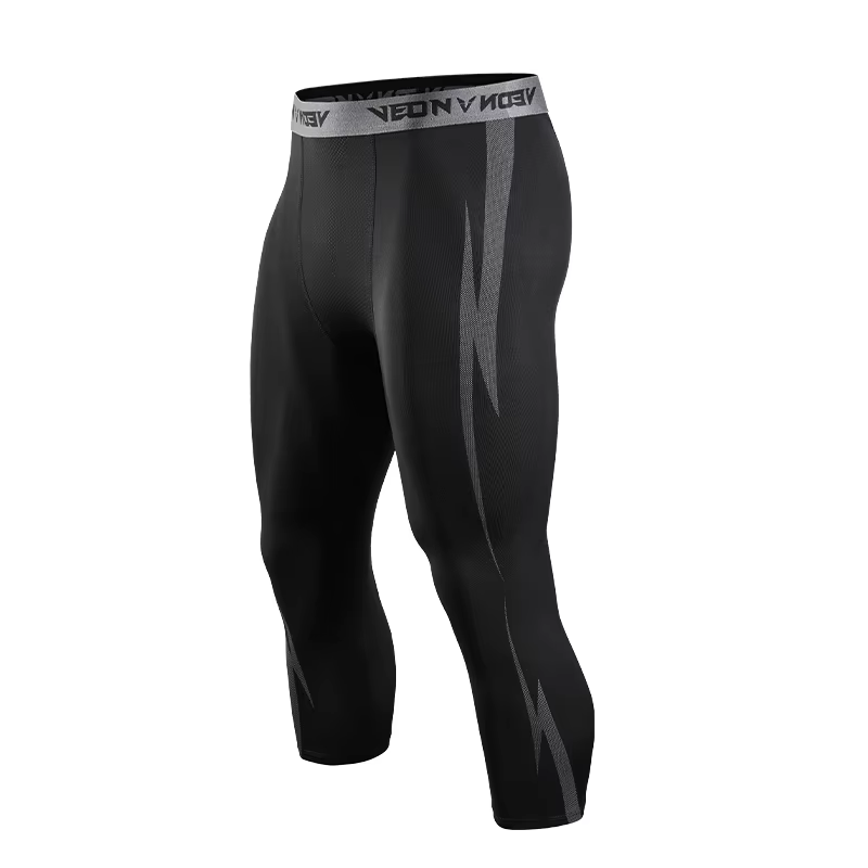 Pantalon de Compression 3/4 pour hommes, Leggings athlétiques Capri secs et Cool, couche de base de
