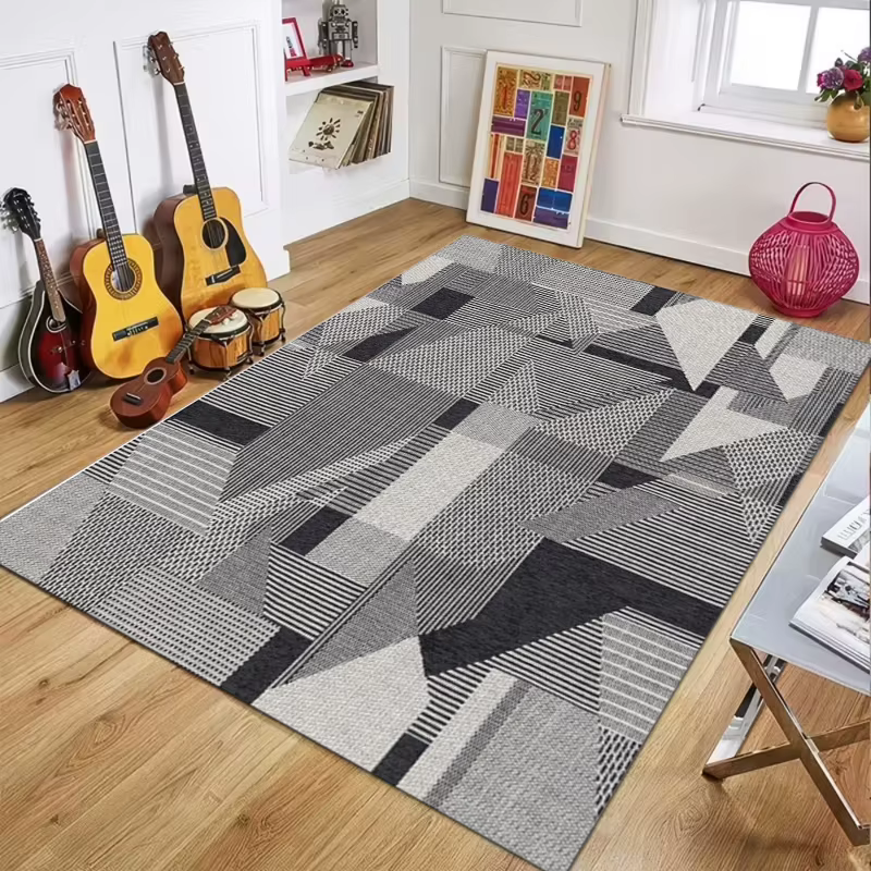 Tapis d'intérieur gris vintage à motifs floraux, tapis à motifs traditionnels ornés pour une décorat