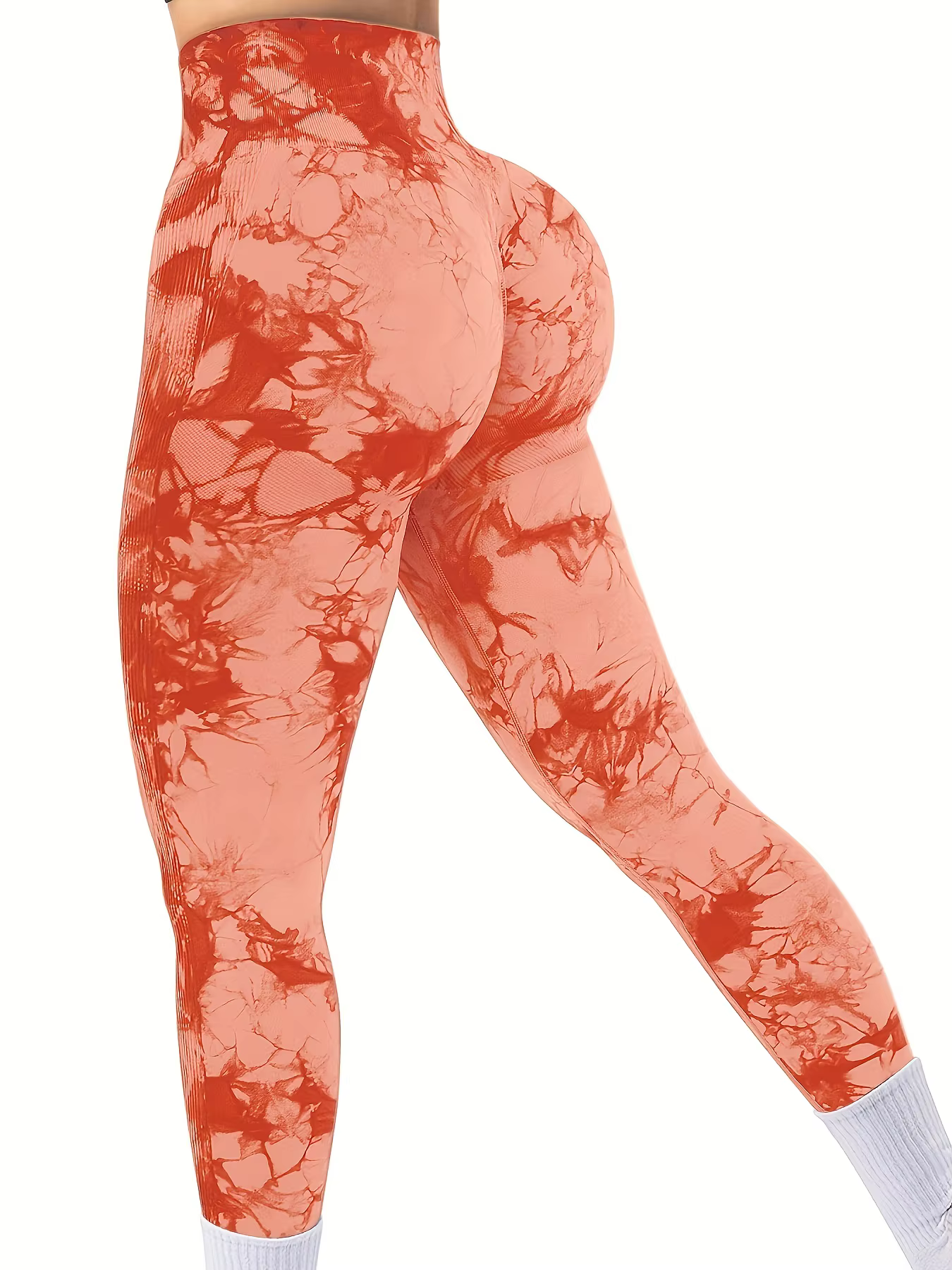 Leggings d'entraînement taille haute sans couture Tie Dye pour femmes, pantalons athlétiques froissé