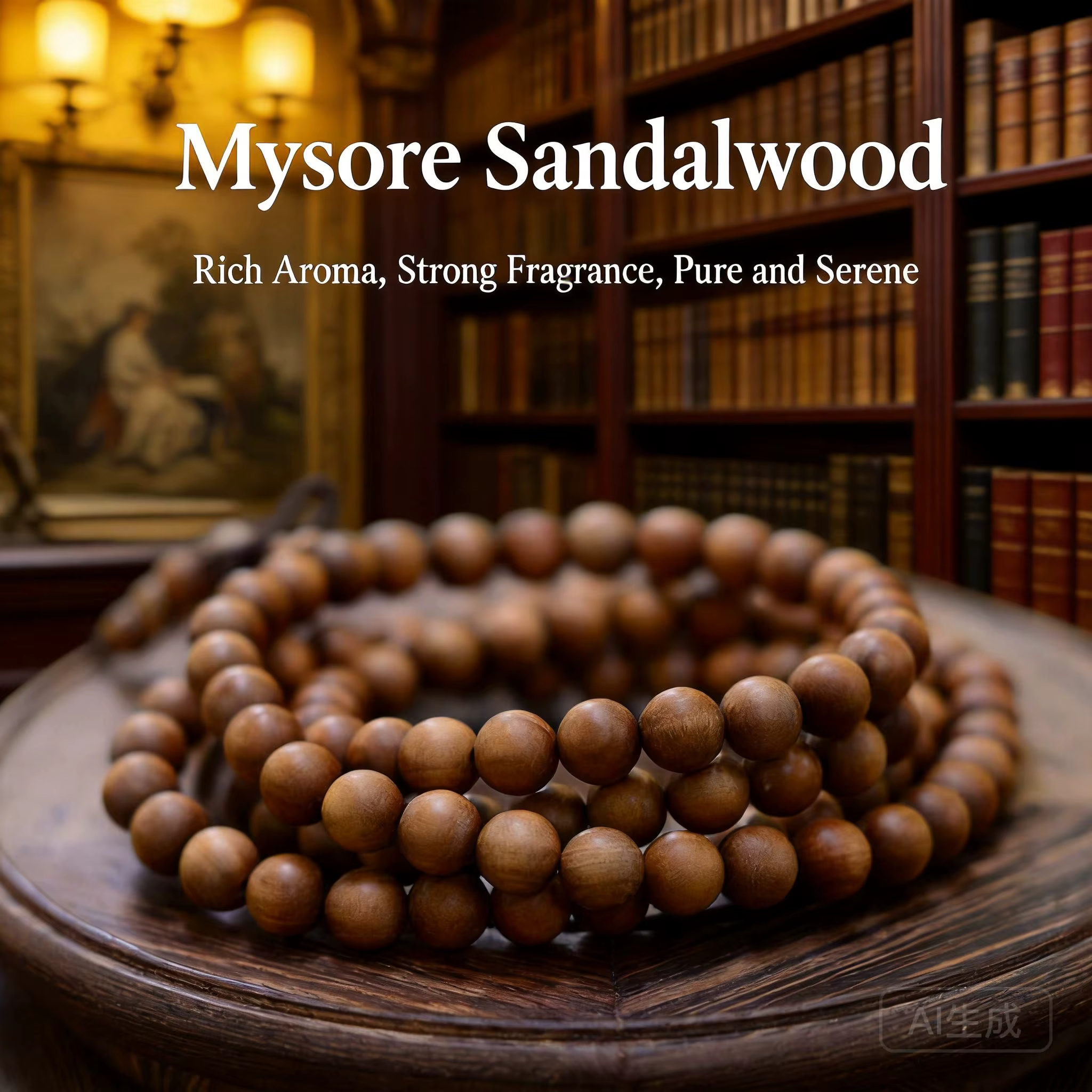 Bracelet mala 108 perles en bois de santal de Mysore naturel pour yoga, méditation, prière, bijoux s
