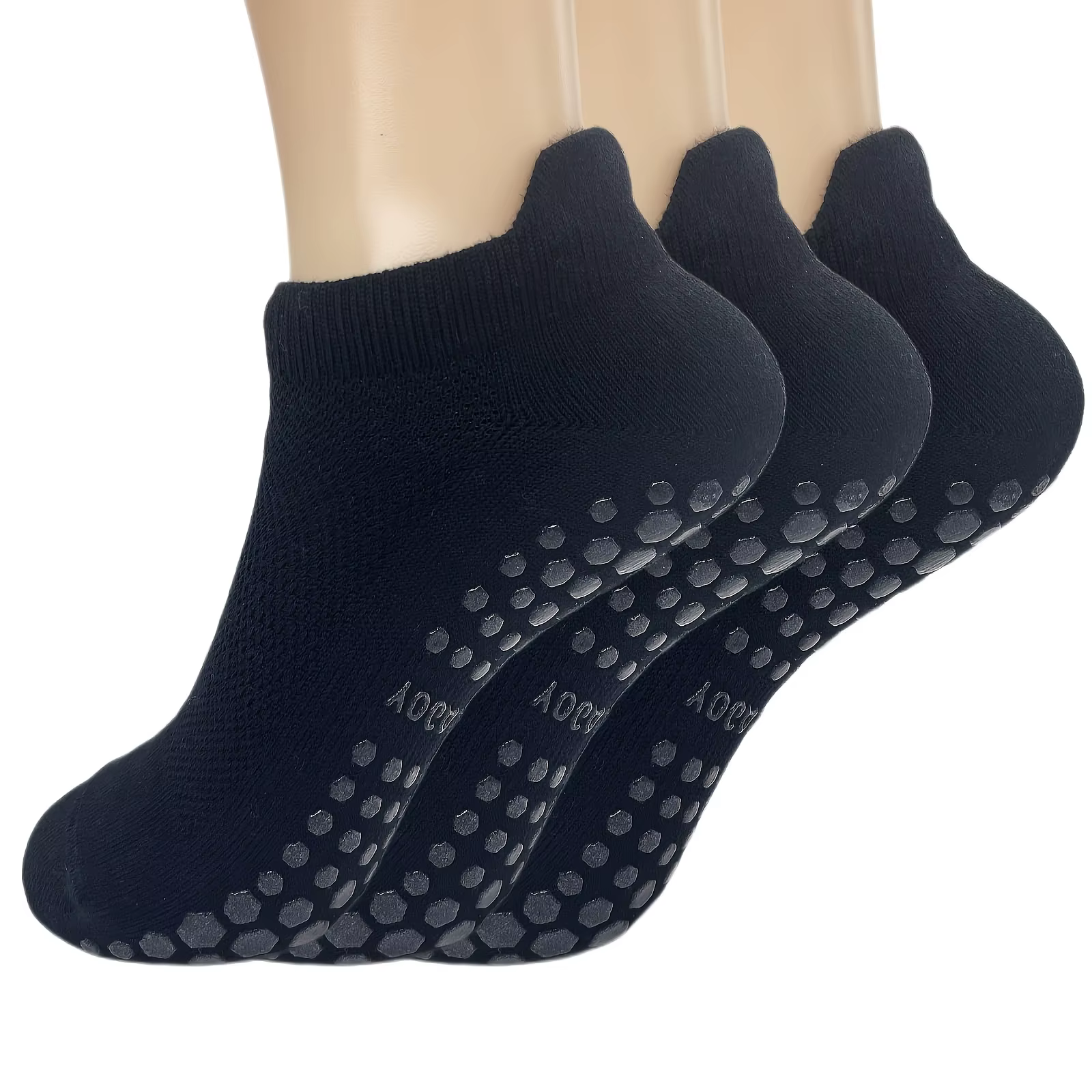 3 paires de chaussettes Pilates à poignée pour femmes, chaussettes athlétiques de Yoga pour Barre, B